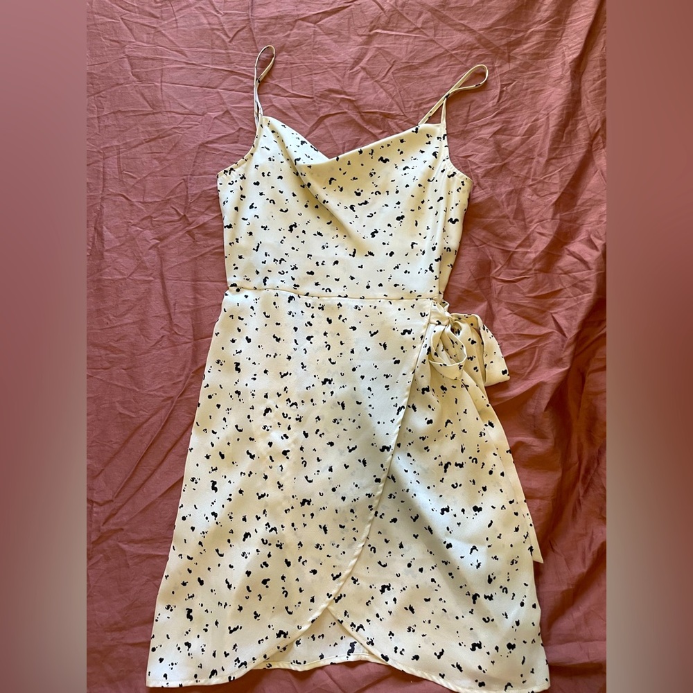 JOA Tulip Wrap Silky Slip Dress
